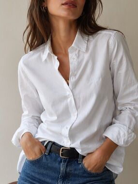 Morgan Stewart Sport 100% Cotton Embroidered Logo Button Down Short Size S White